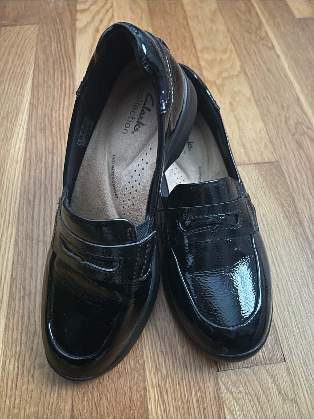 Clarks Women's Black Patent Leather Penny Loafers